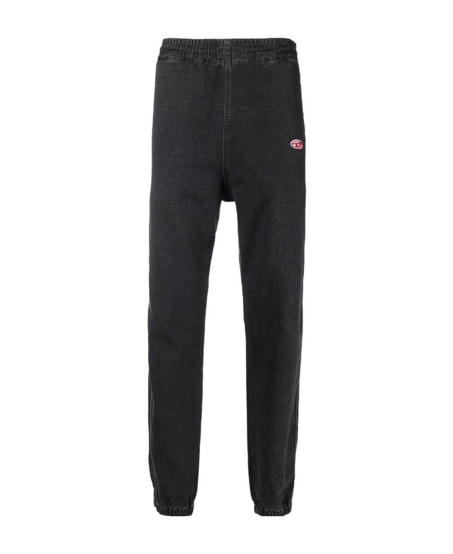 Diesel Cotton Joggers With Applied Logo In Black