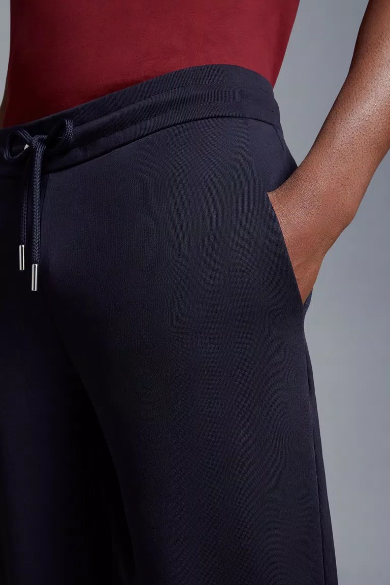 Moncler Tricolour Trimmed Cotton Trackpants In Blue