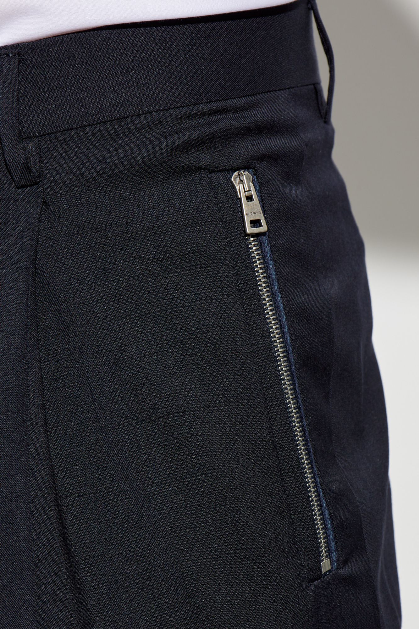 Etro Wool Blend Single Pleat Pants In Black