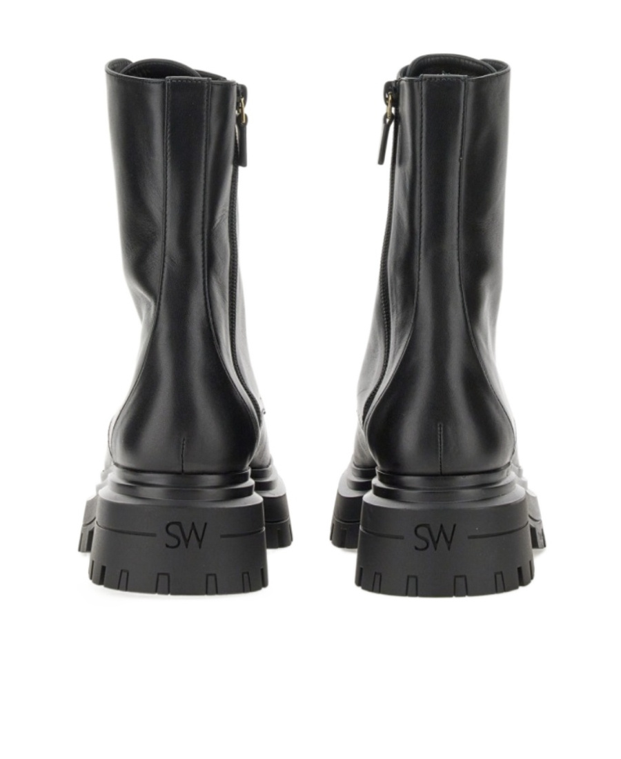 Stuart Weitzman Logo Lace Up Boots In Black