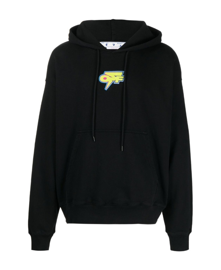 Off-white Logo Printed Drawstring Hoodie In Black
