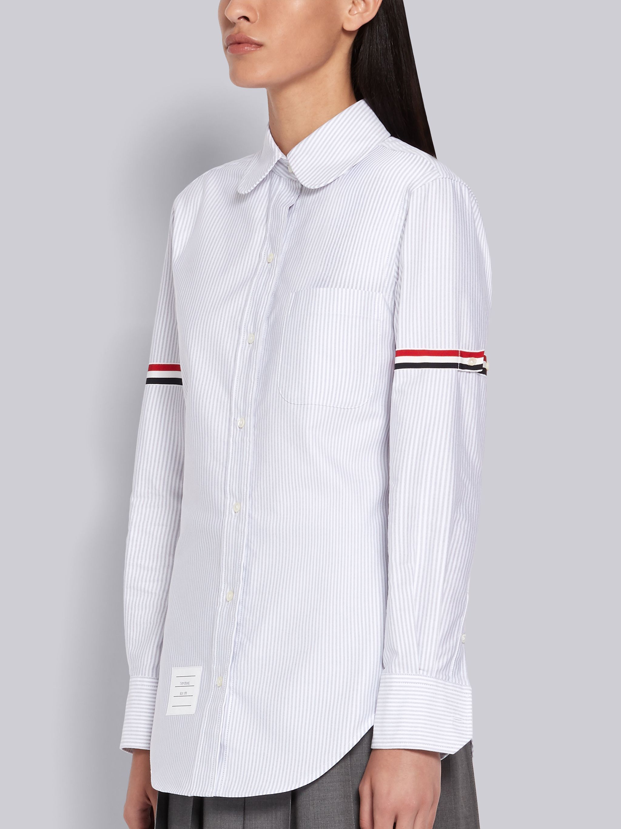 Thom Browne Grosgrain Armband Oxford Shirt In White