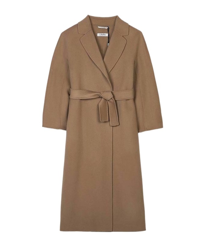 Max Mara Long-sleeved Coat In Camel-colored