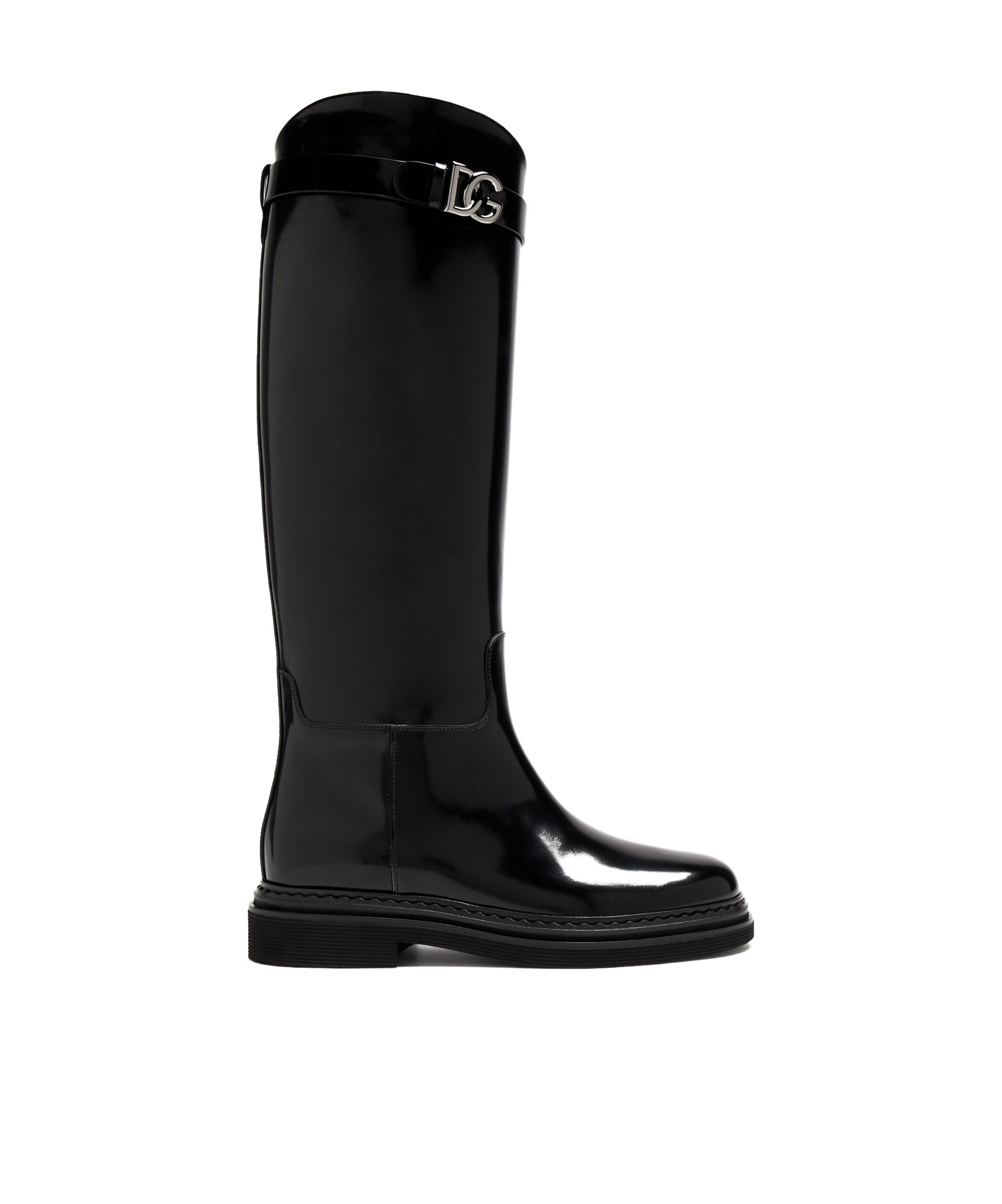 Dolce & Gabbana Logo-plaque Equestrian Boots In Black
