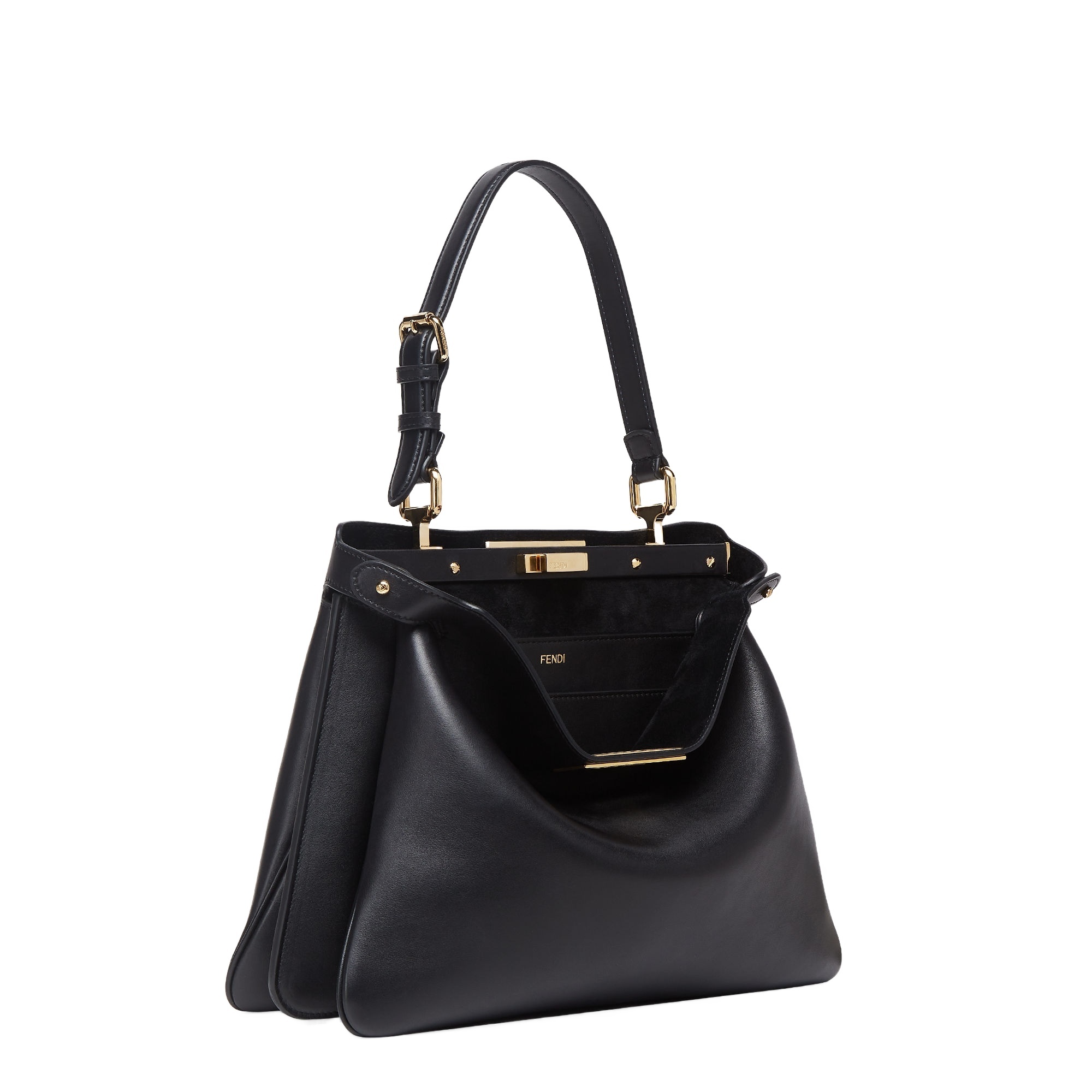 Fendi Signature Medium Peekaboo Soft Bag In Black