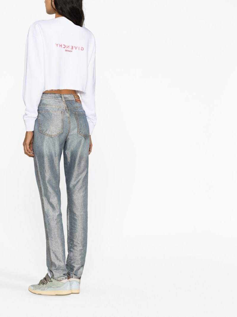 Givenchy Logo-embroidered Cropped Sweatshirt In White