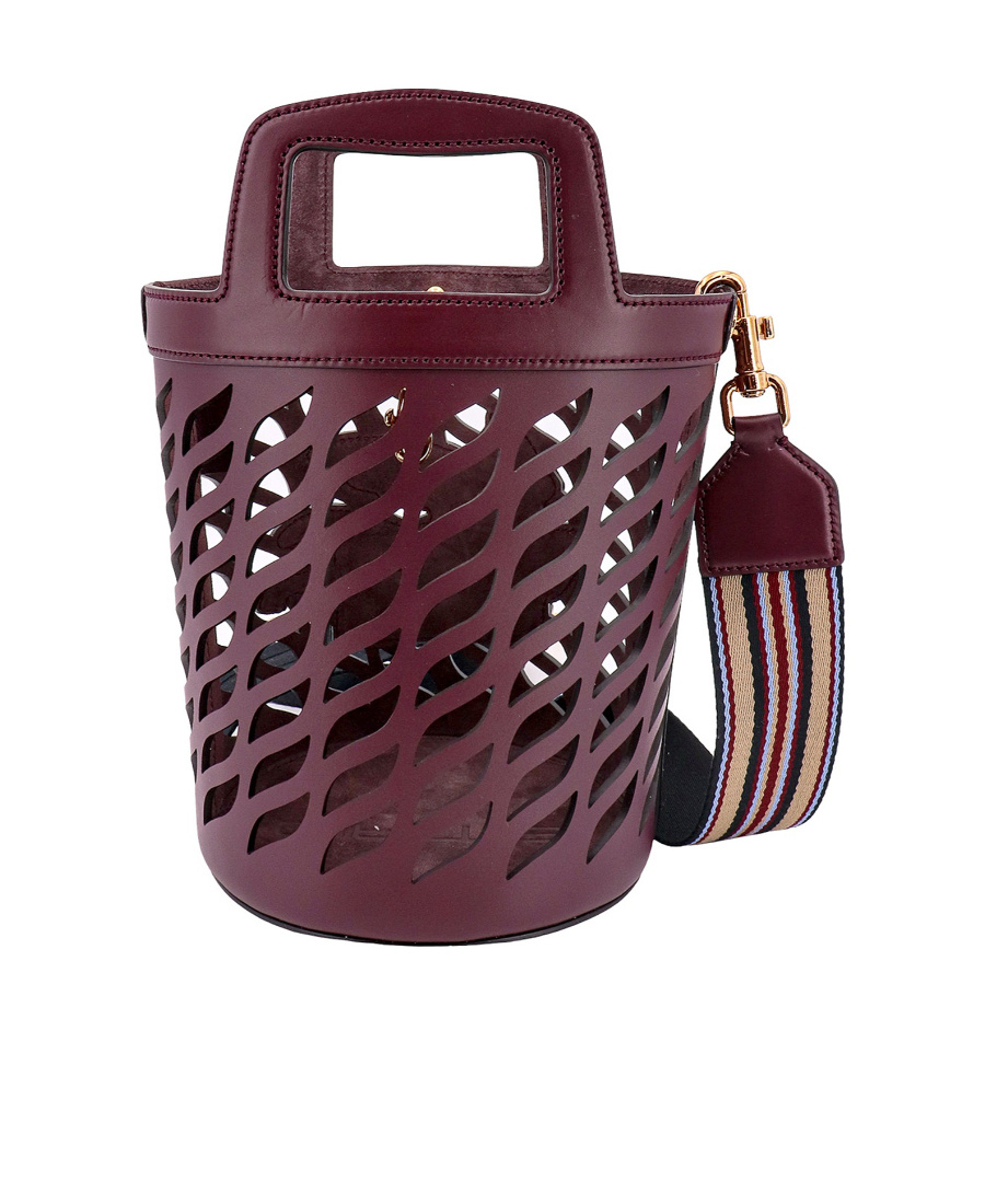 Etro Coffa Leather Bucket Bag In Red