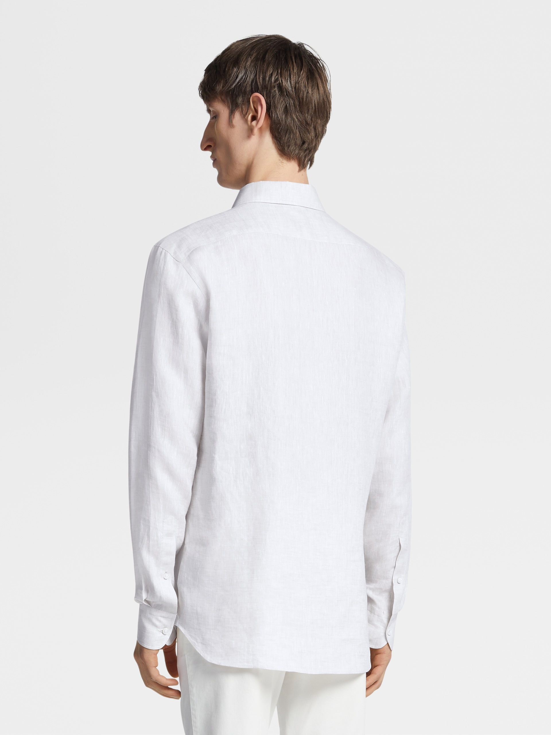 Zegna Micro Striped Trecapi Tailored Fit Long Sleeve Shirt In White