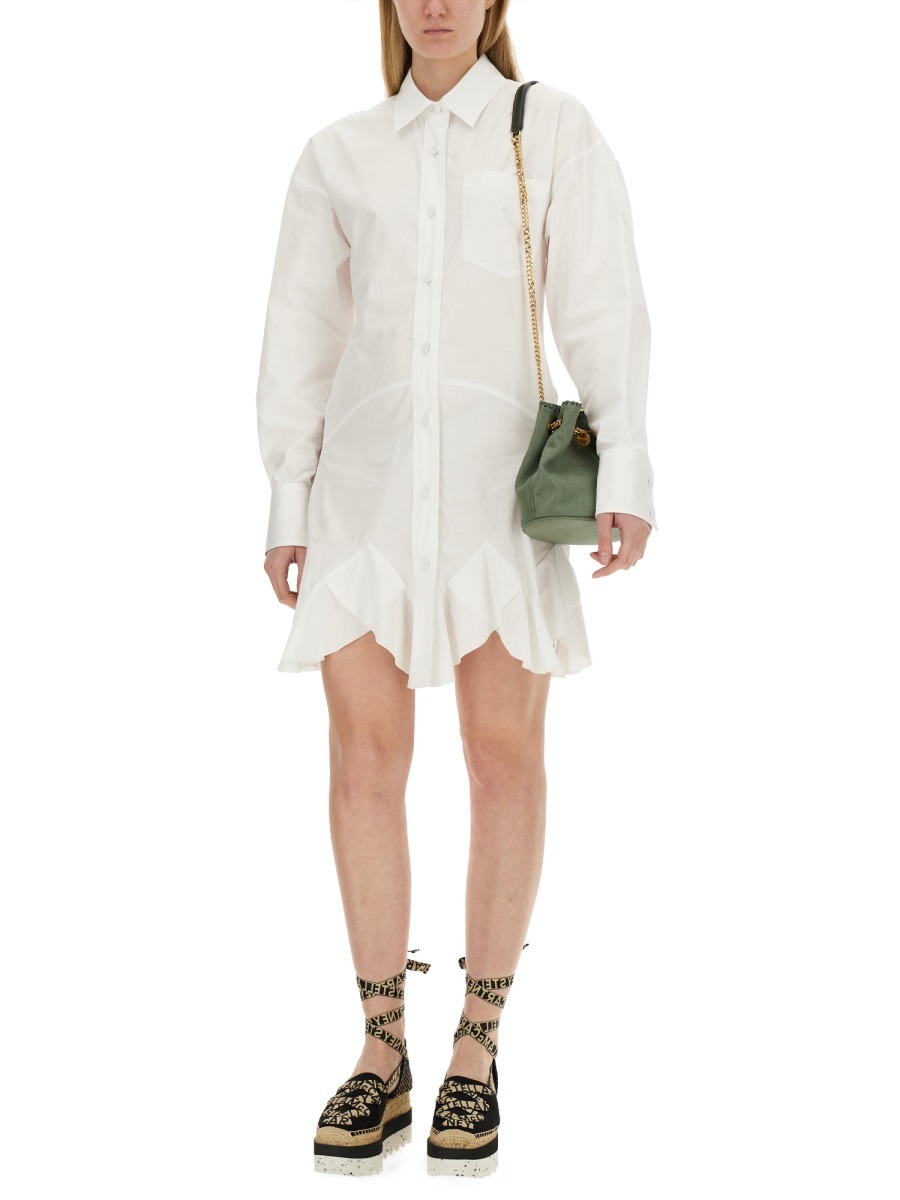 Stella Mccartney Ruffled Mini Shirt Dress In White