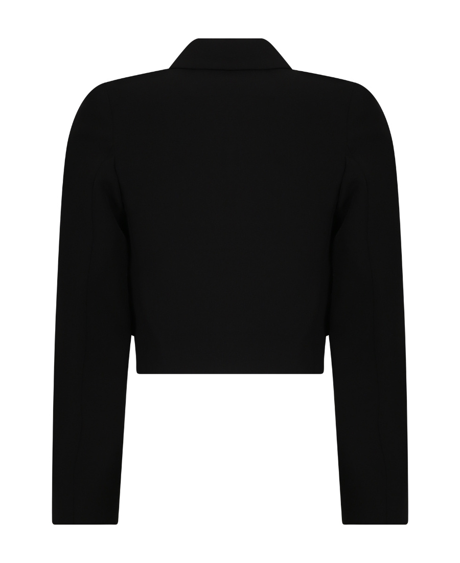 Shop Msgm Single-breasted Cropped Blazer In Black