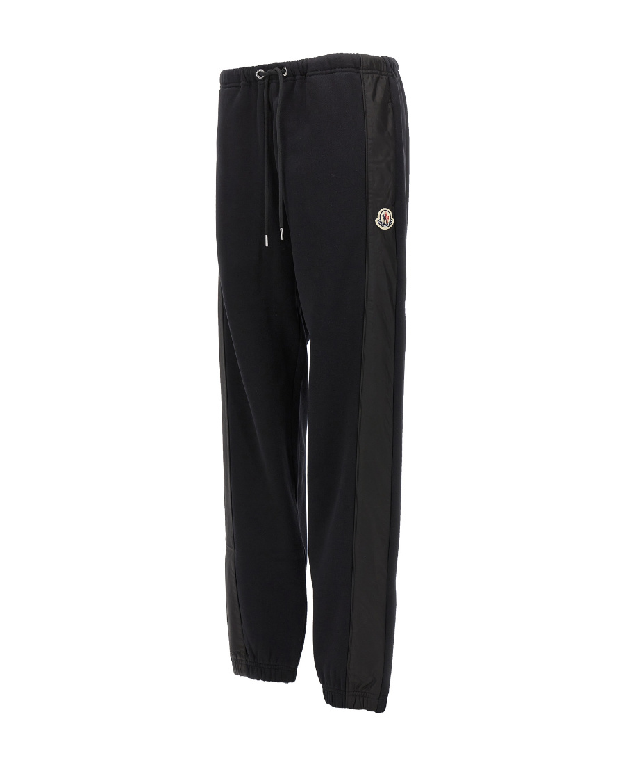 Moncler Shell-trimmed Cotton-jersey Track Pants In Black