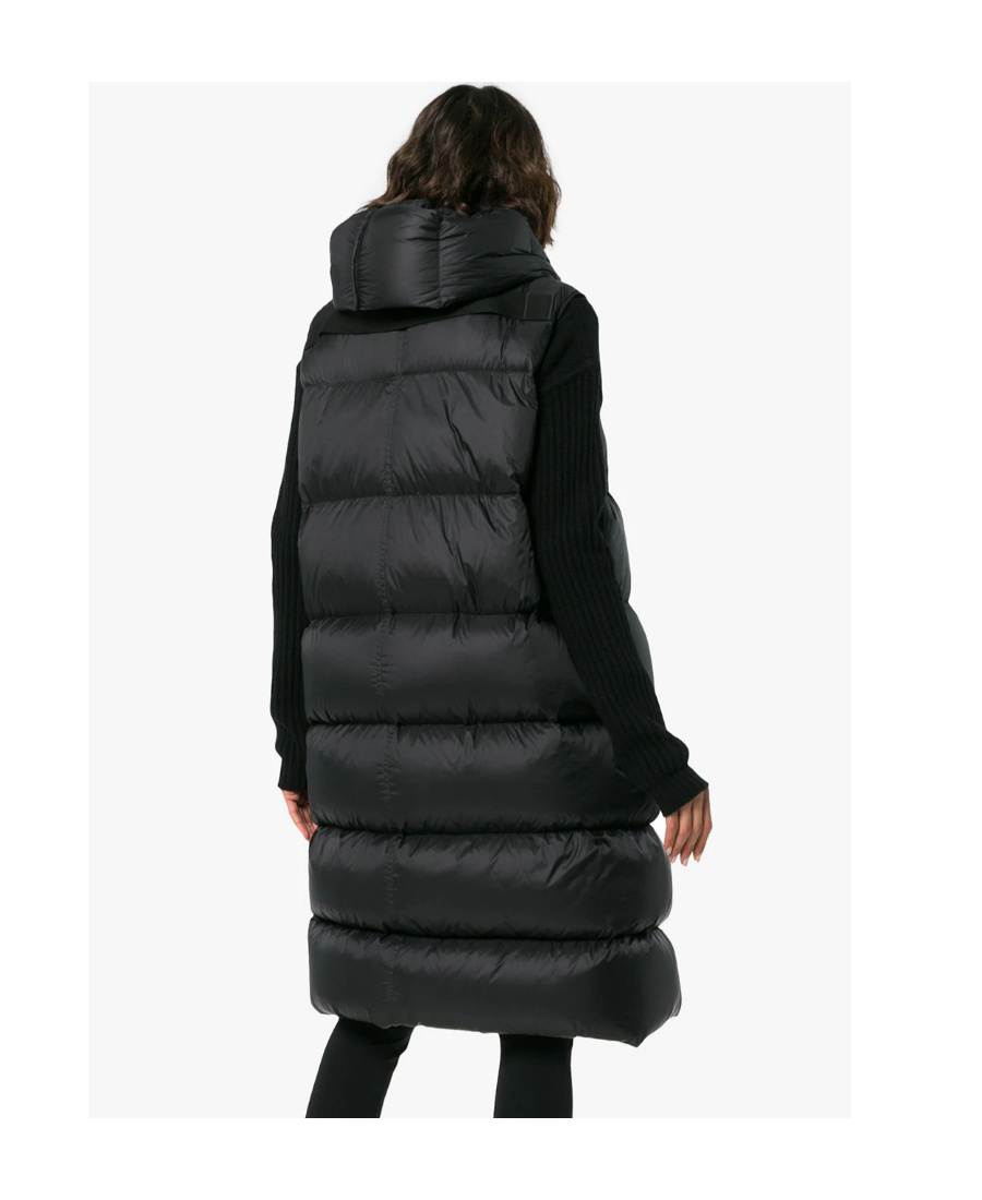 Rick Owens Long Sleeveless Down Vest In Black