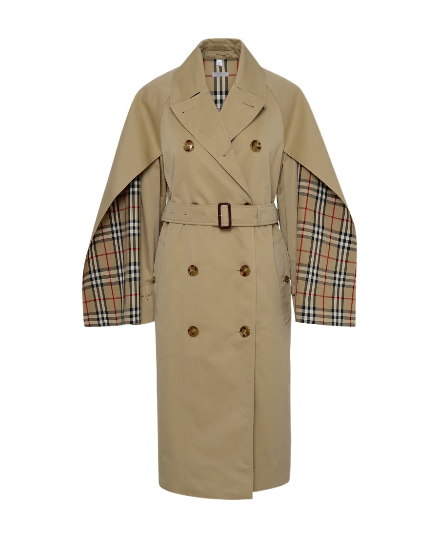 Shop Burberry Check-pattern Cotton Trench Coat In Brown