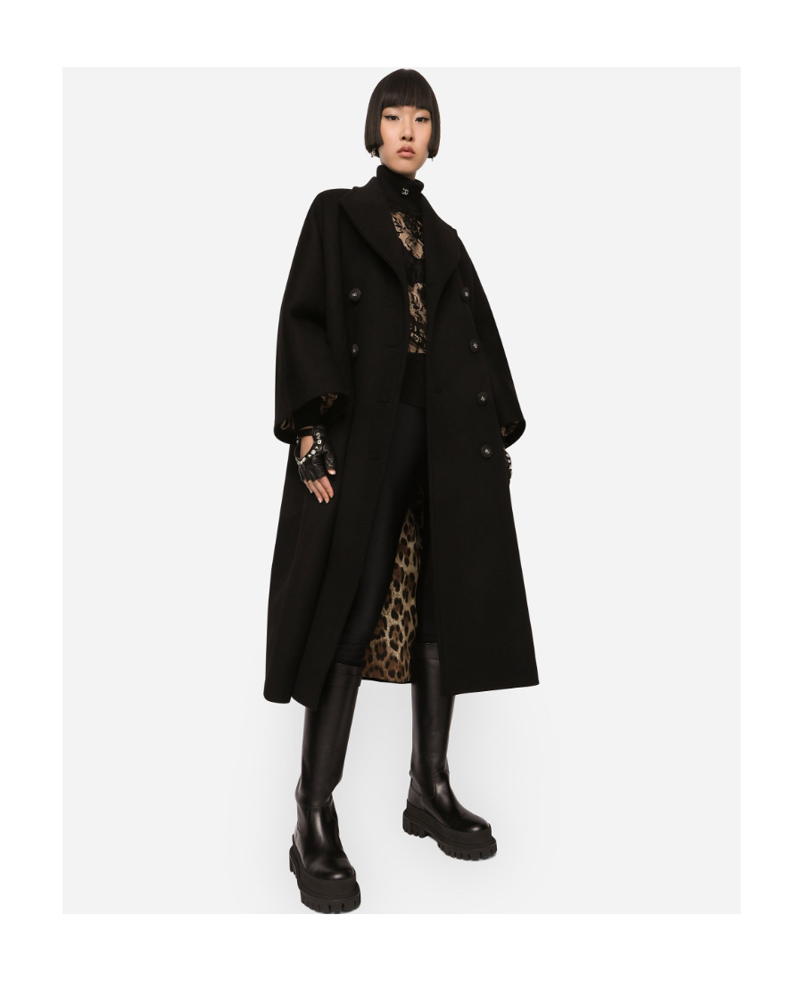 Dolce & Gabbana Long Double-breasted Coat In Black