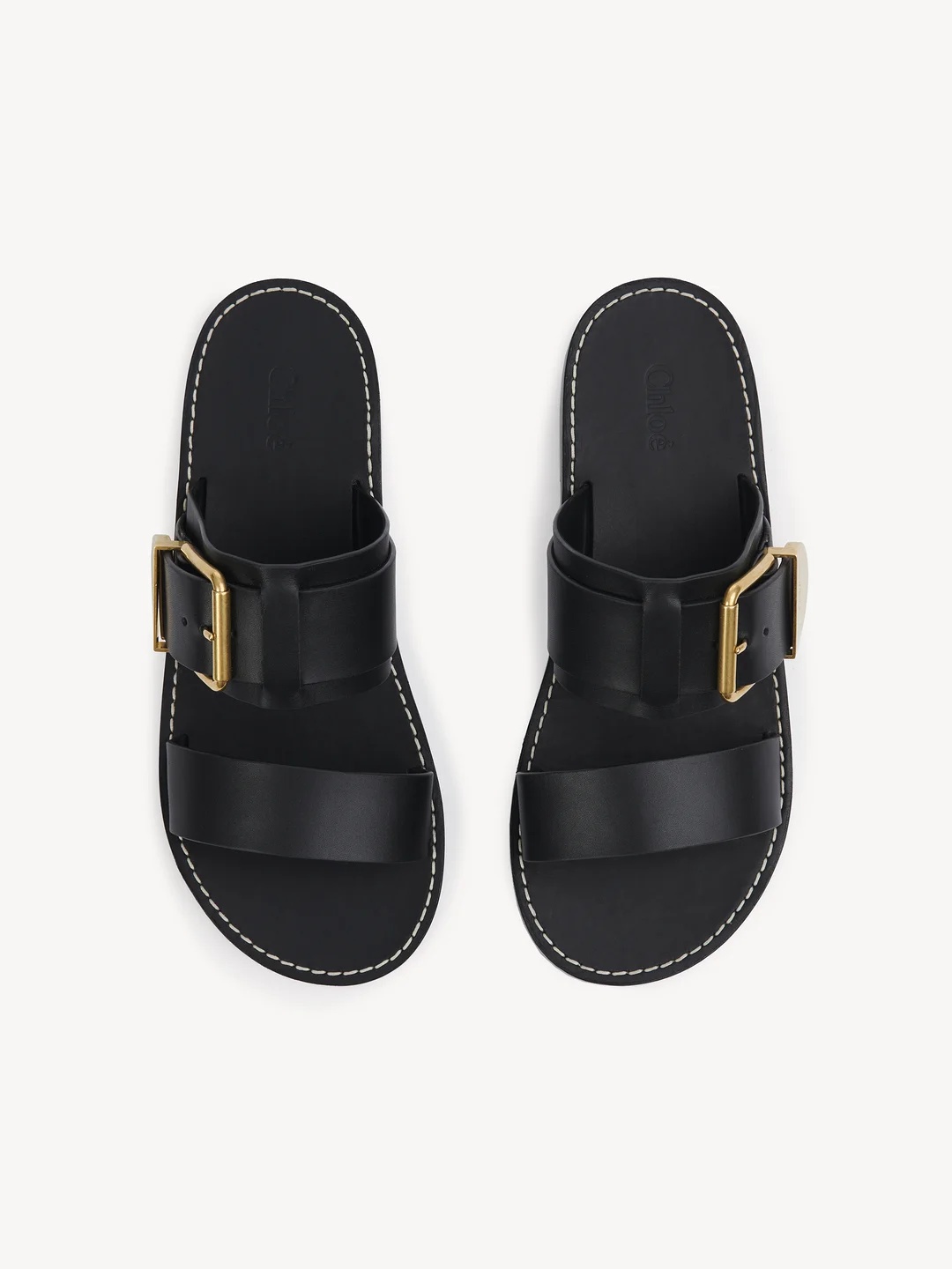 Chloé Leather Sandals With Open Toe And Buckle Detail In Black