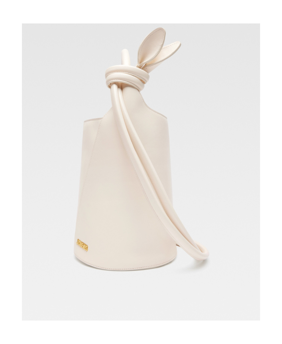Jacquemus Logo Plaque Knot-detailed Top Handle Bag In White