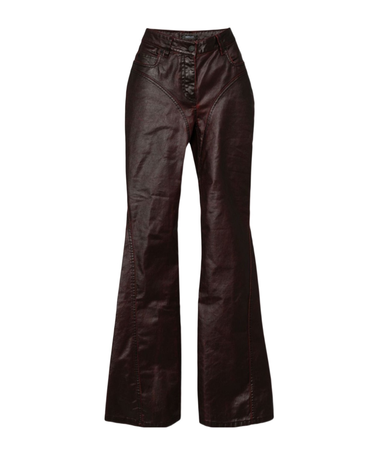 Mugler Waxed Flared Jeans In Black