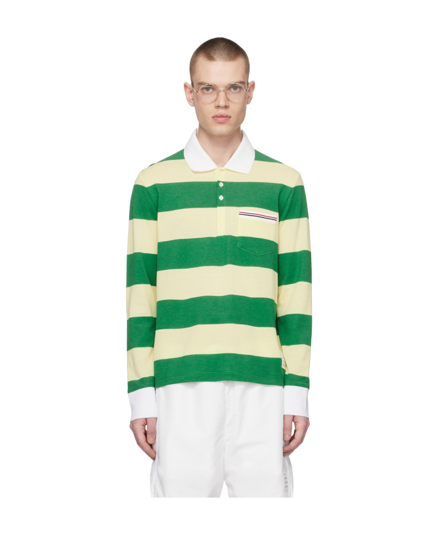 Thom Browne Polo-style Stripe Sweatshirt In Green