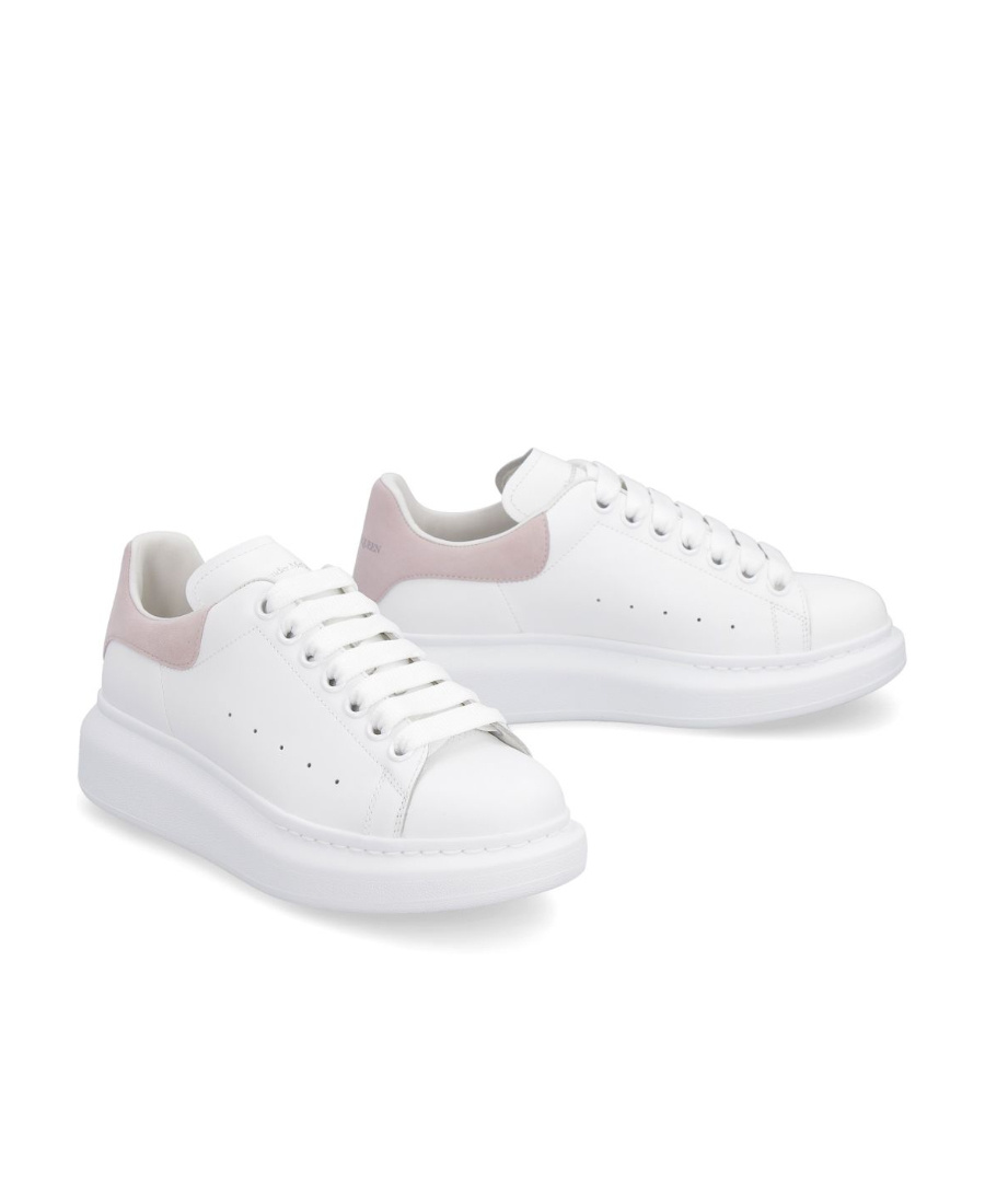 Alexander Mcqueen Oversized Leather Sneakers With Chunky Sole And Logo Detail In White