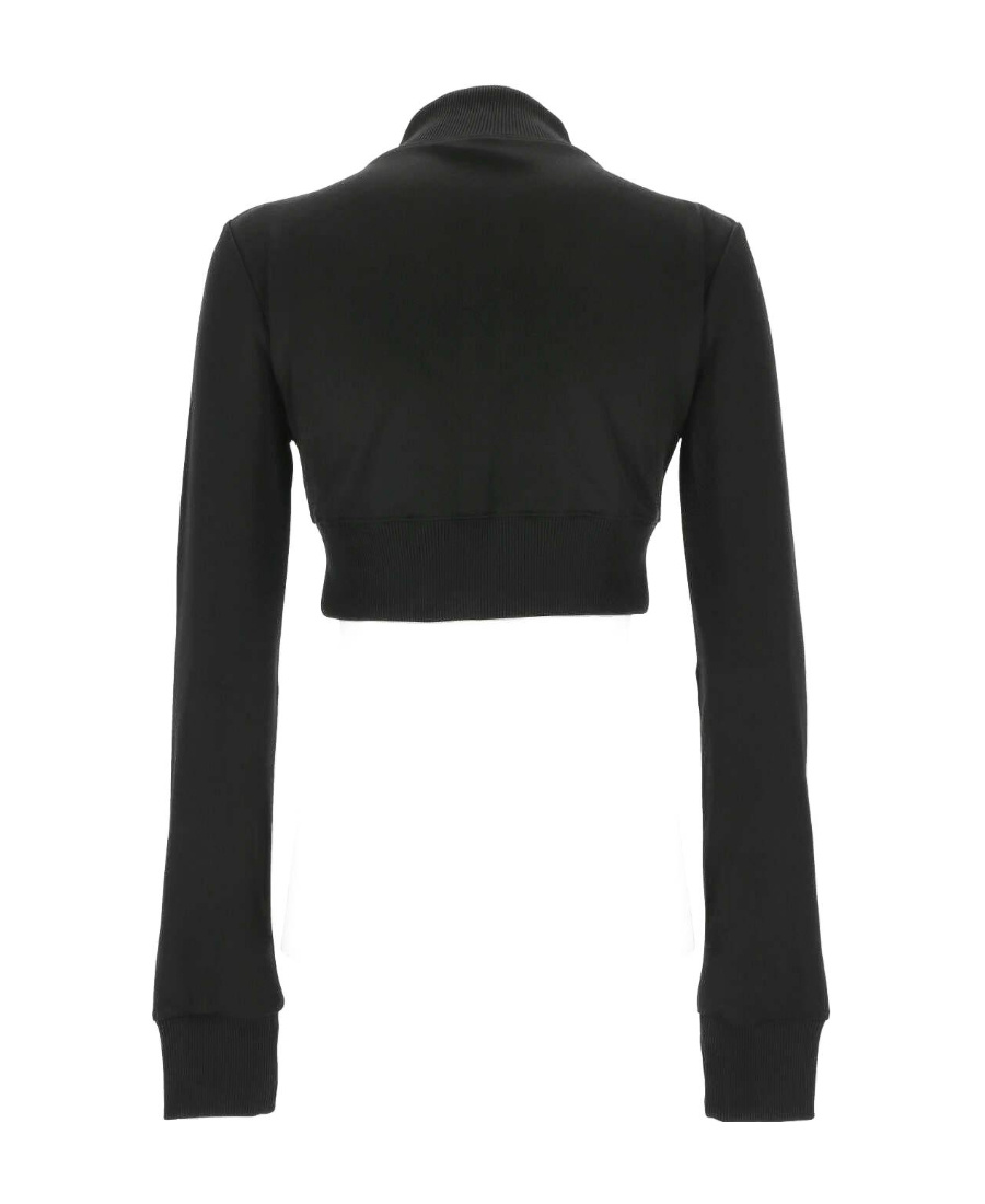 Shop Courrèges Logo-embroidered Cropped Zip-up Jacket In Black
