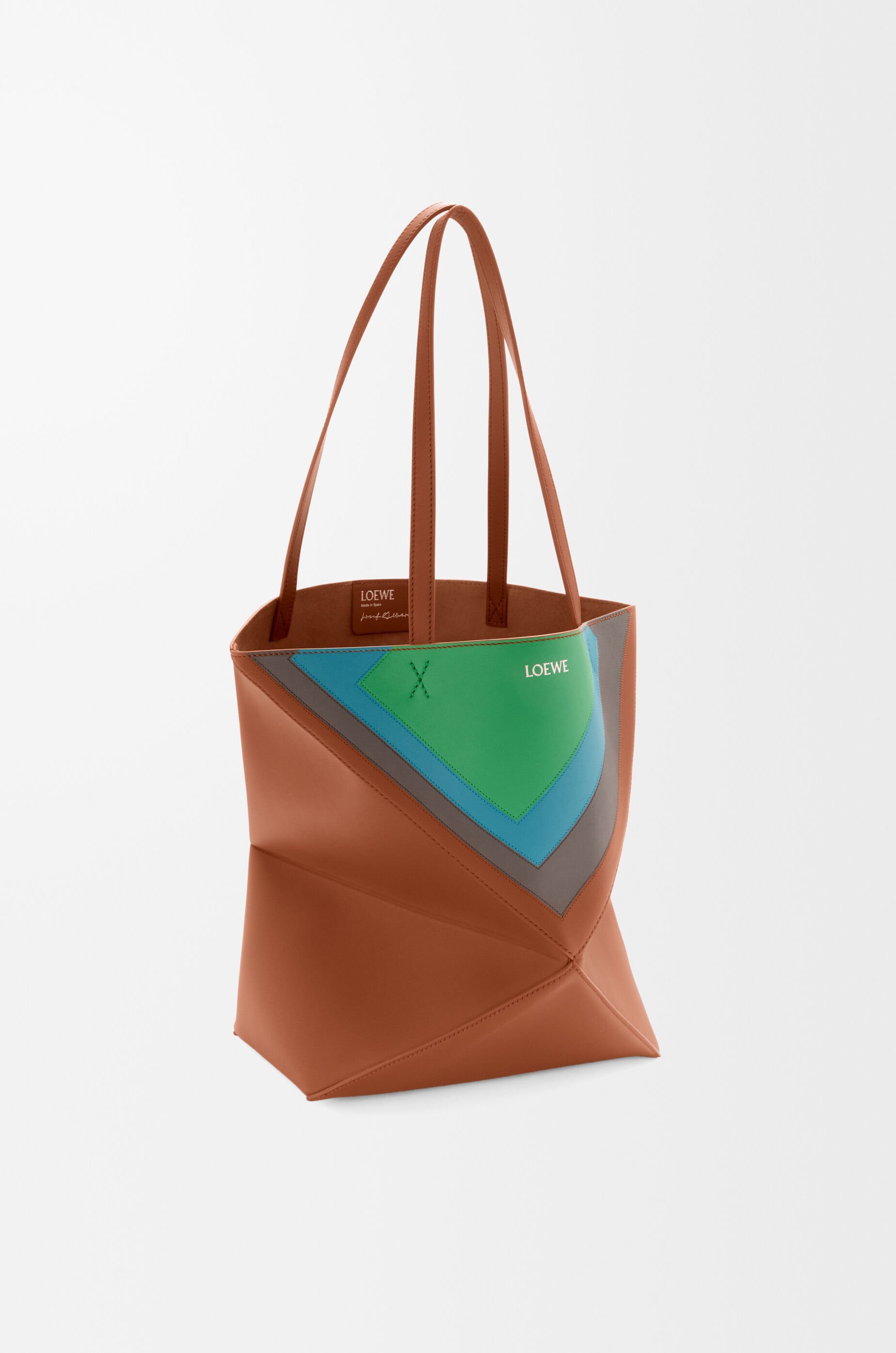 Loewe Puzzle Fold Convertible Medium Leather Tote In Multi
