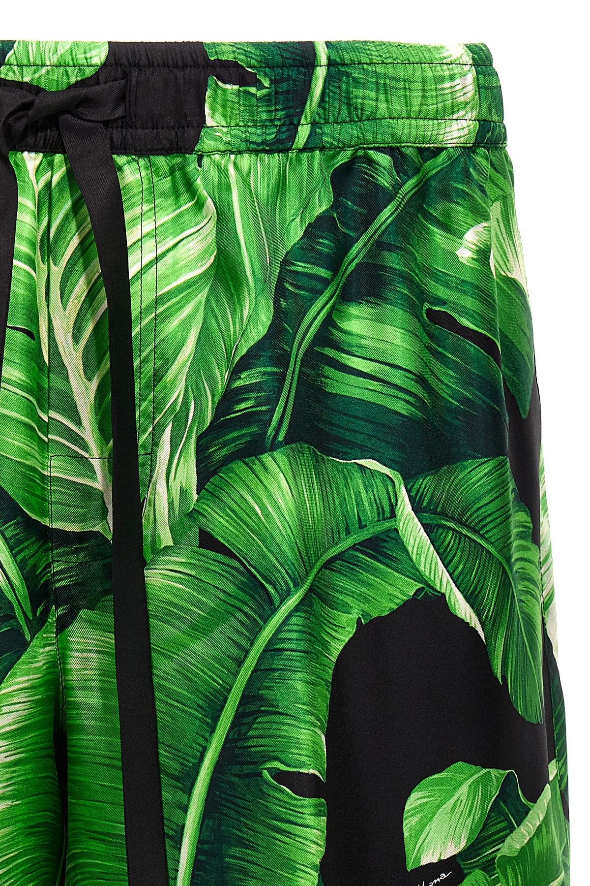 Dolce & Gabbana Bermuda Shorts With All-over Leaf Print In Green