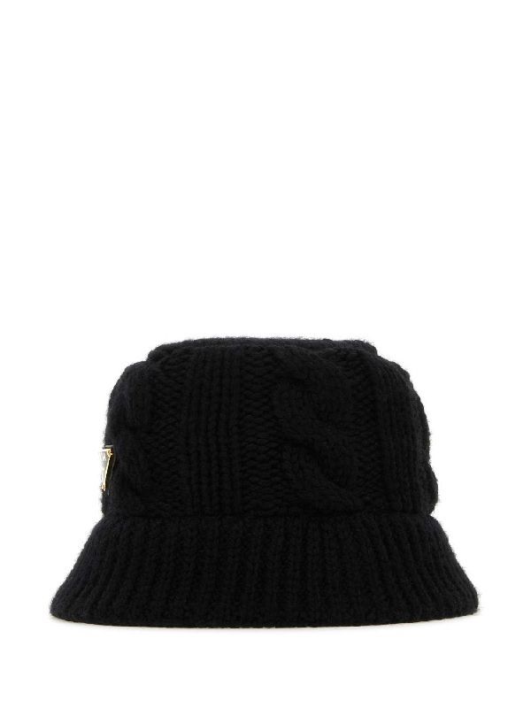 Prada Wool Bucket Hat In Black
