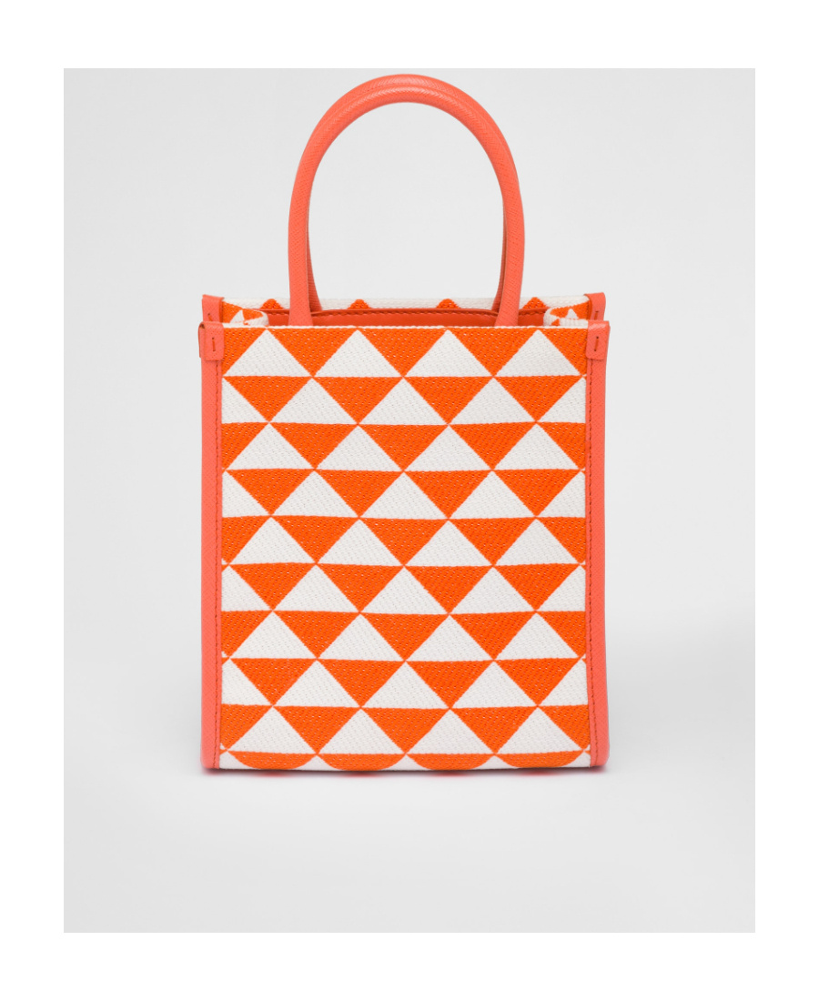 Prada Symbole Embroidered Mini Bag In Orange/white