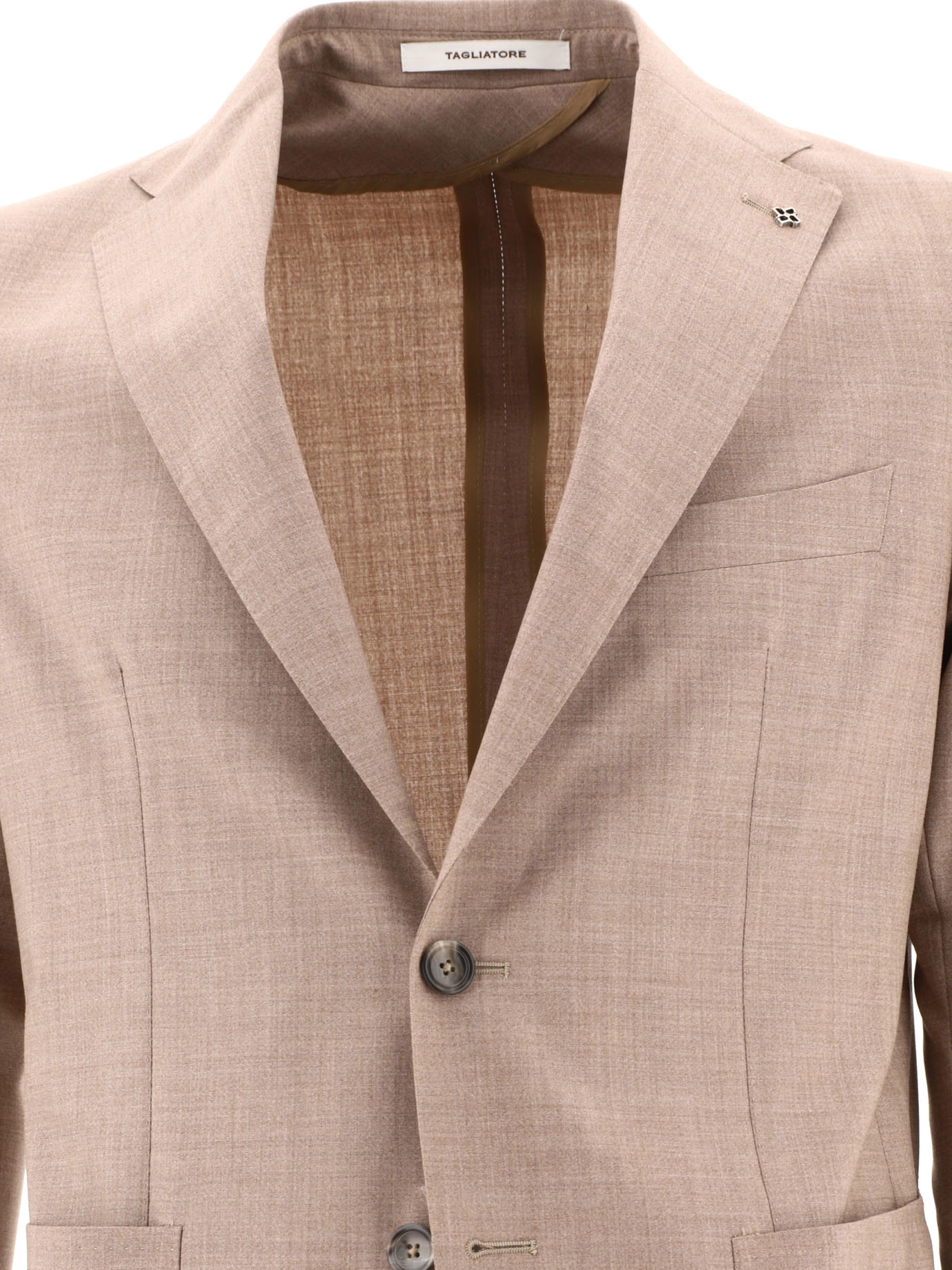 Tagliatore Single-breasted Wool Suit In Nude