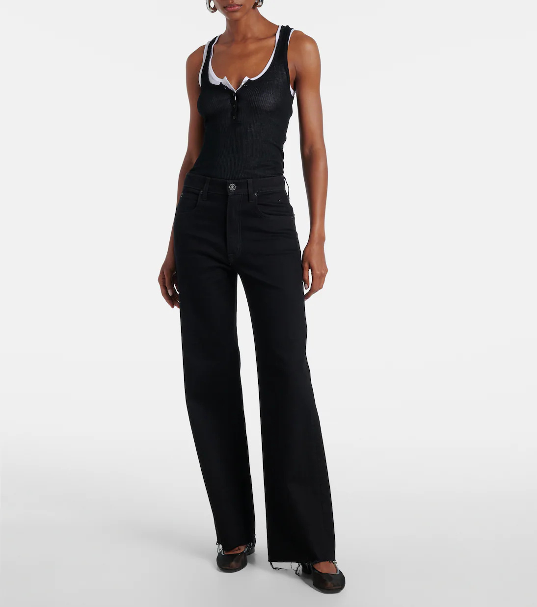 Slvrlake Wide-leg Frayed Denim Trousers In Black