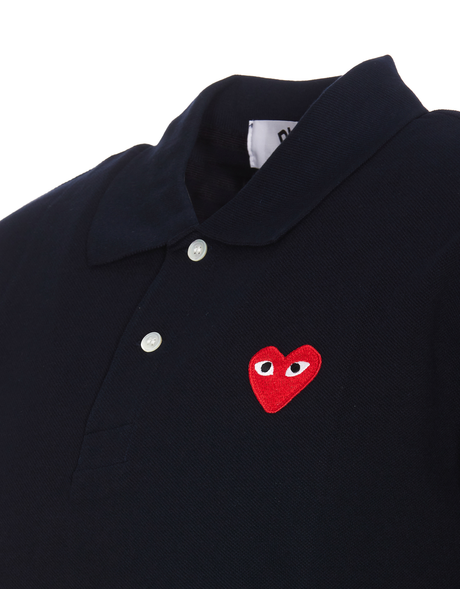 Comme Des Garçons Play Polo Shirt With Ribbed Collar And Straight Hem In Black