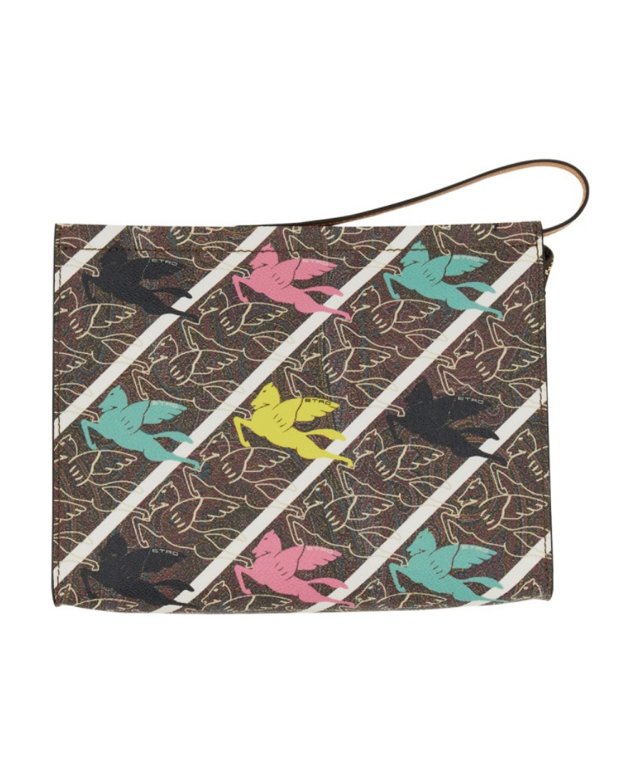 Etro Pegasus-print Clutch Bag In Multicolor