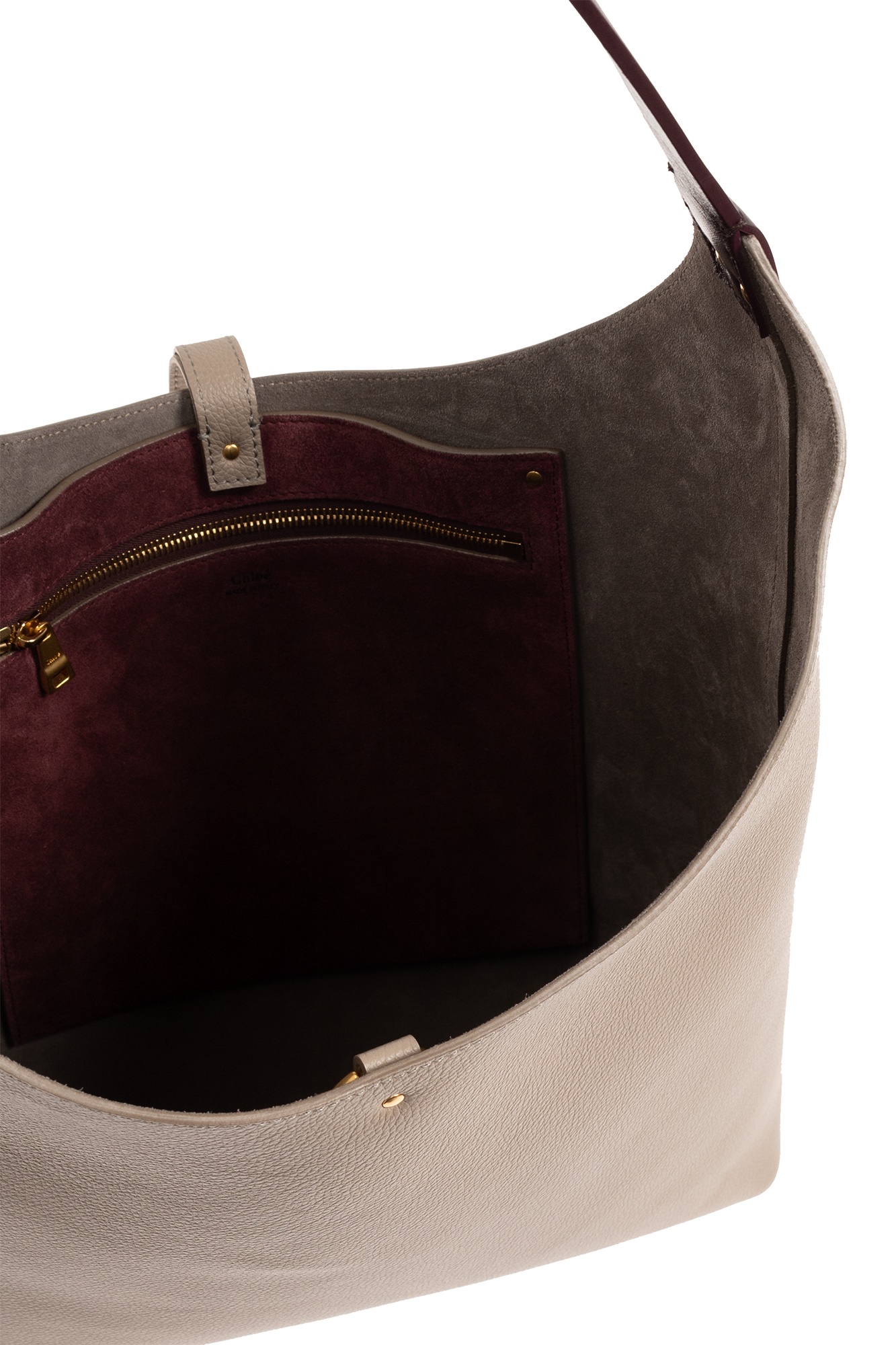 Chloé Marcie Leather Shoulder Bag In Nude