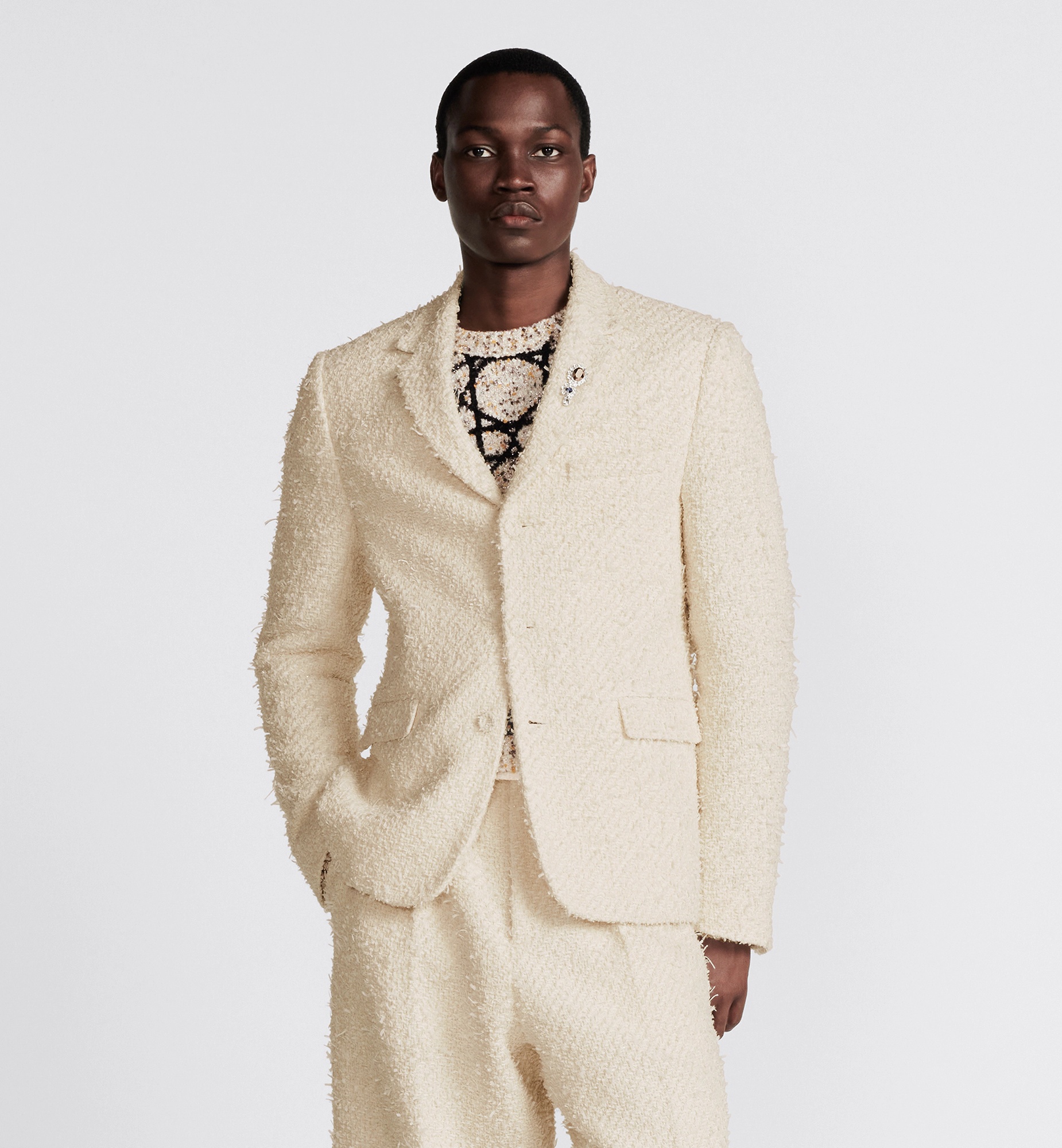 Dior Single-breasted Suit Jacket In Nude