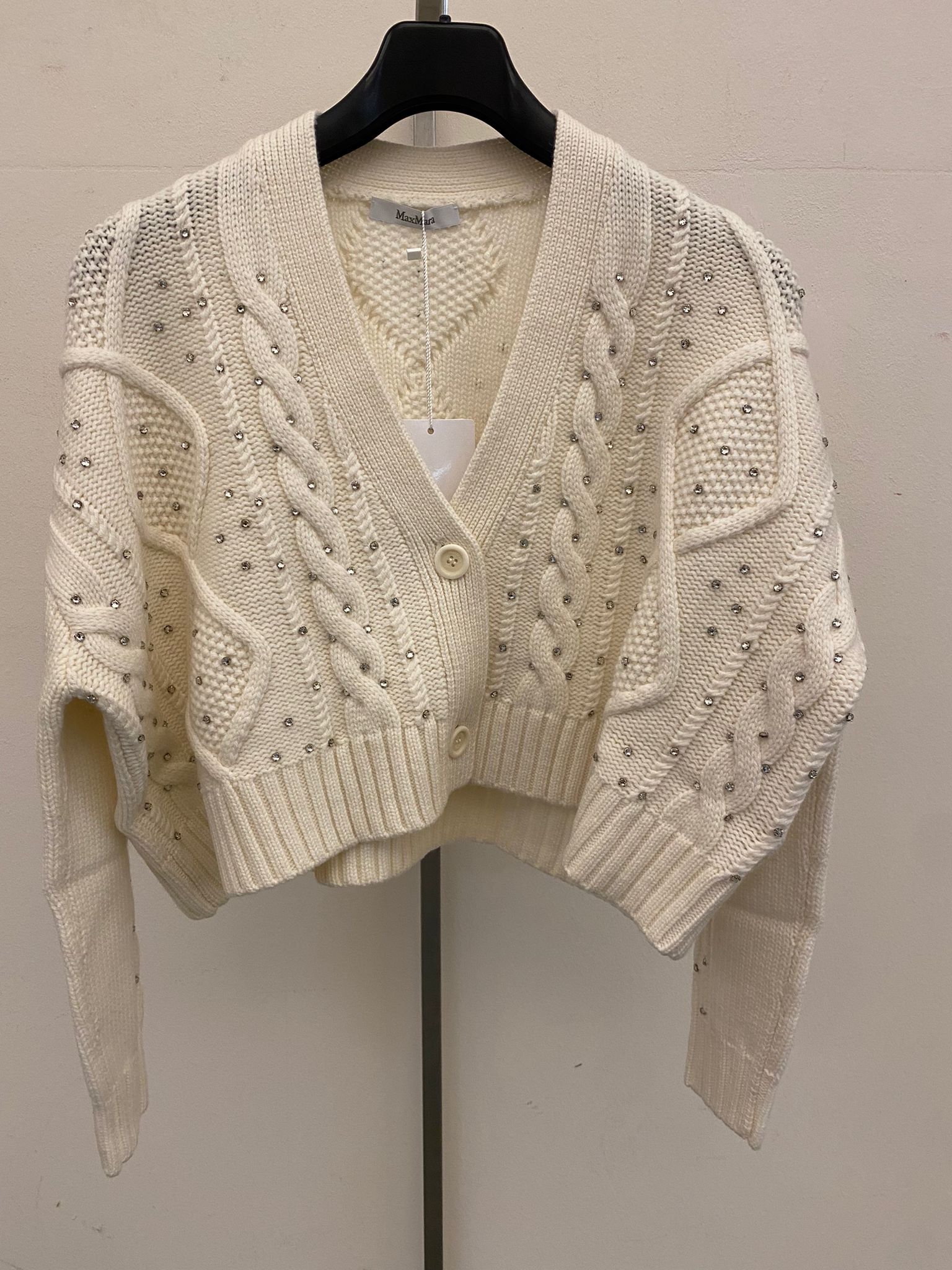 Shop Max Mara Long-sleeved Cardigan In Nude