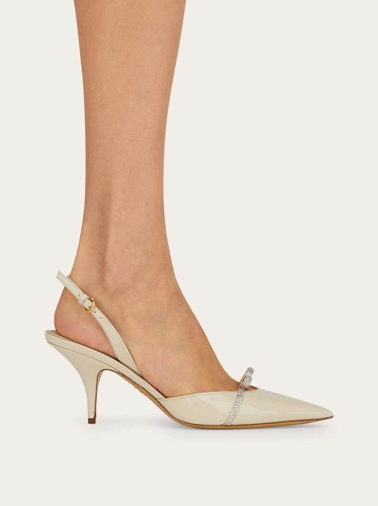 Ferragamo Crystal-embellishment Slingback Pumps In Neutral