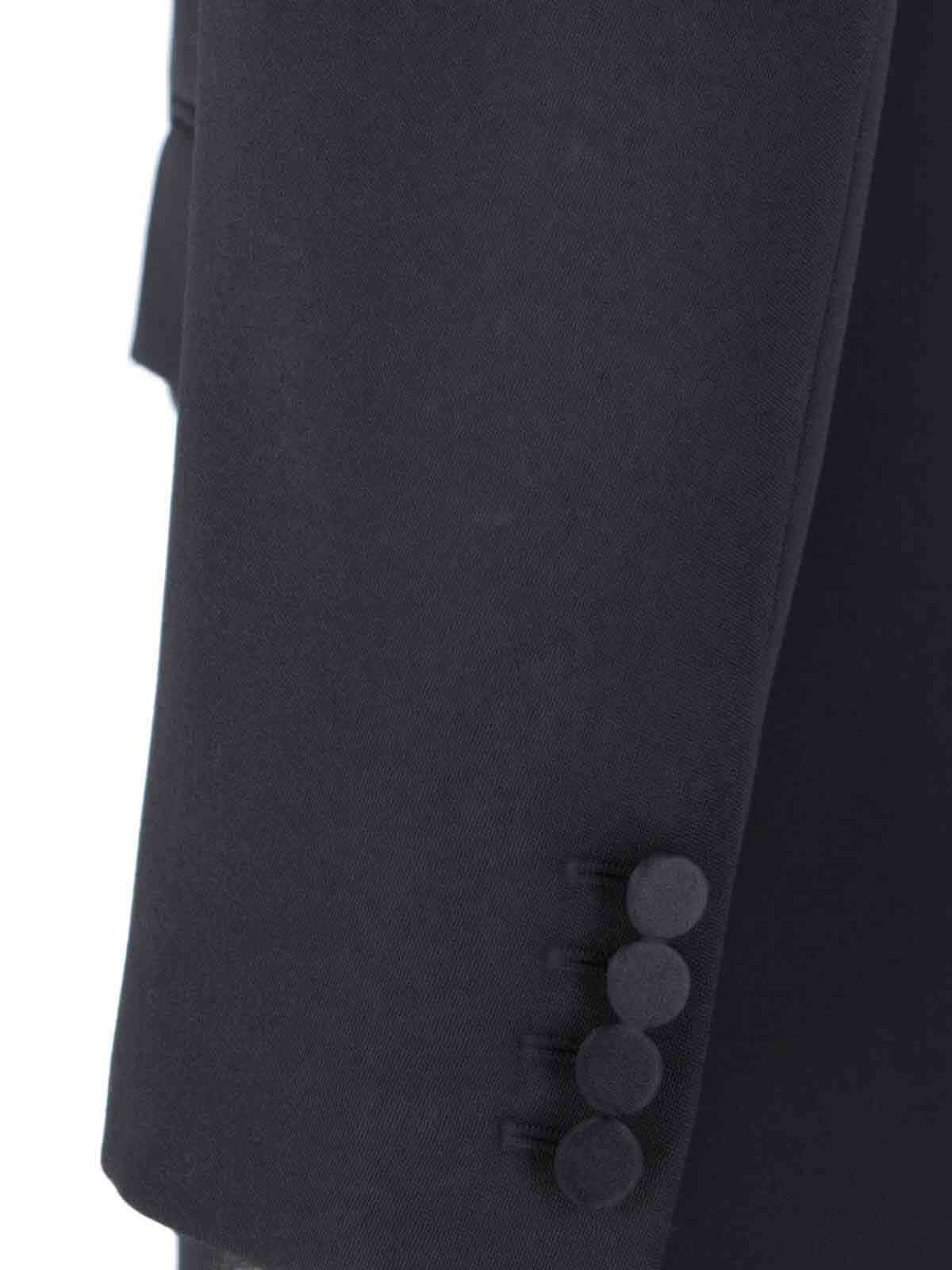 Saint Laurent Double-breasted Long-sleeved Blazer In Black