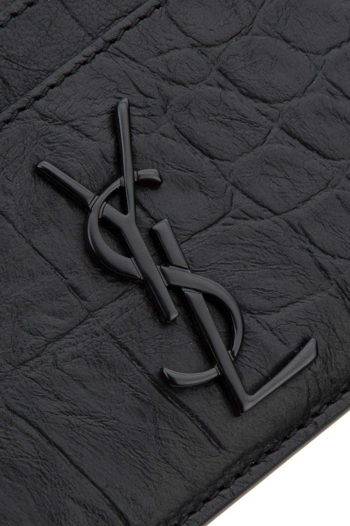 Saint Laurent Men's Monogram Credit Card Holder In Black