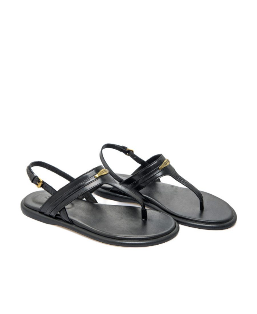 Isabel Marant Round Head Flat-soled Sandals In Black