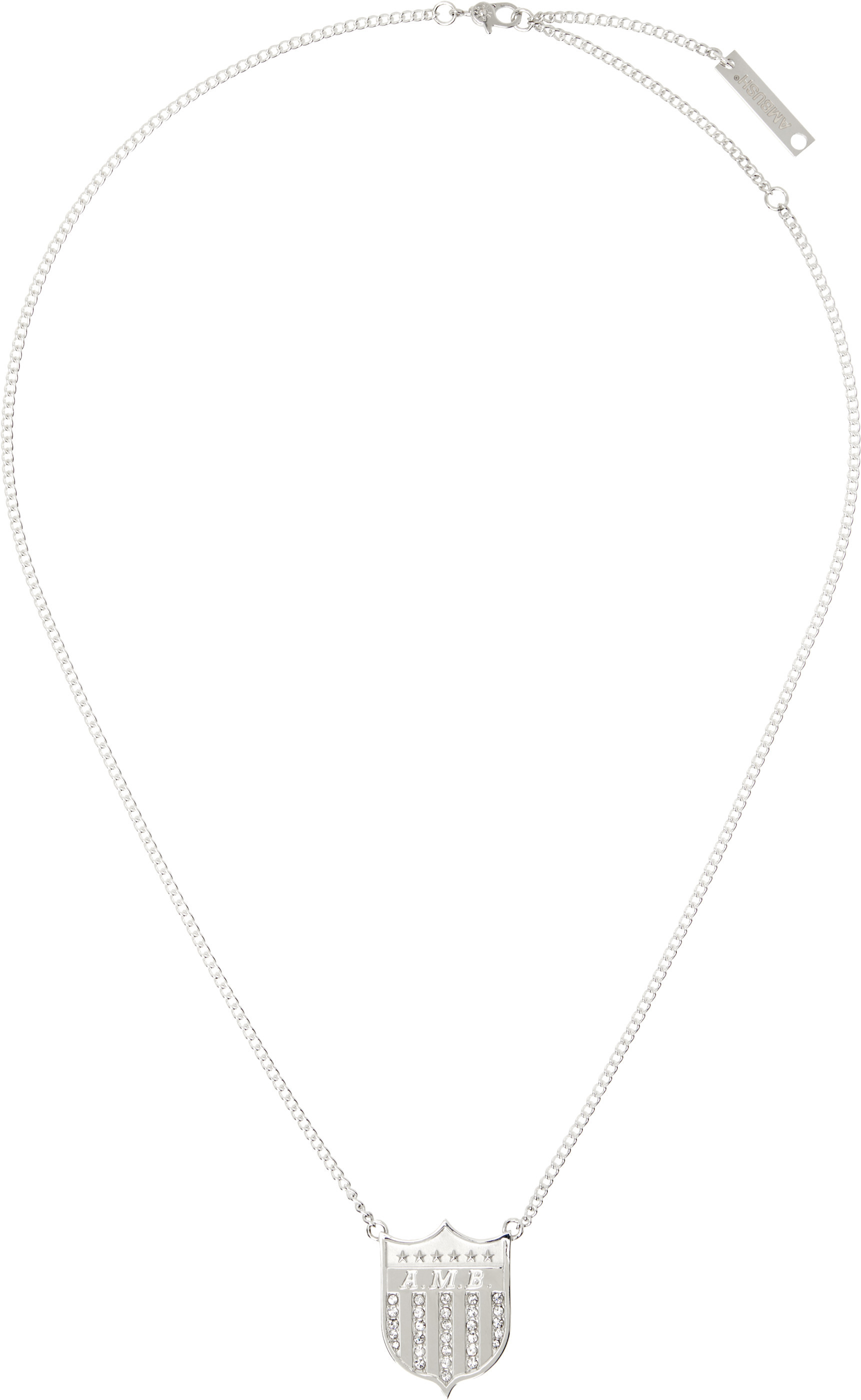 Ambush Varsity Shield Charm Necklace In White