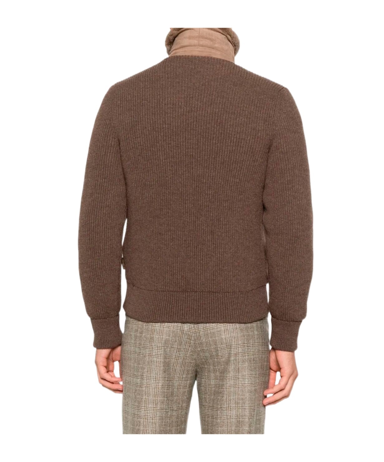Moorer Shearling-down Campiglio Bomber Jacket In Brown