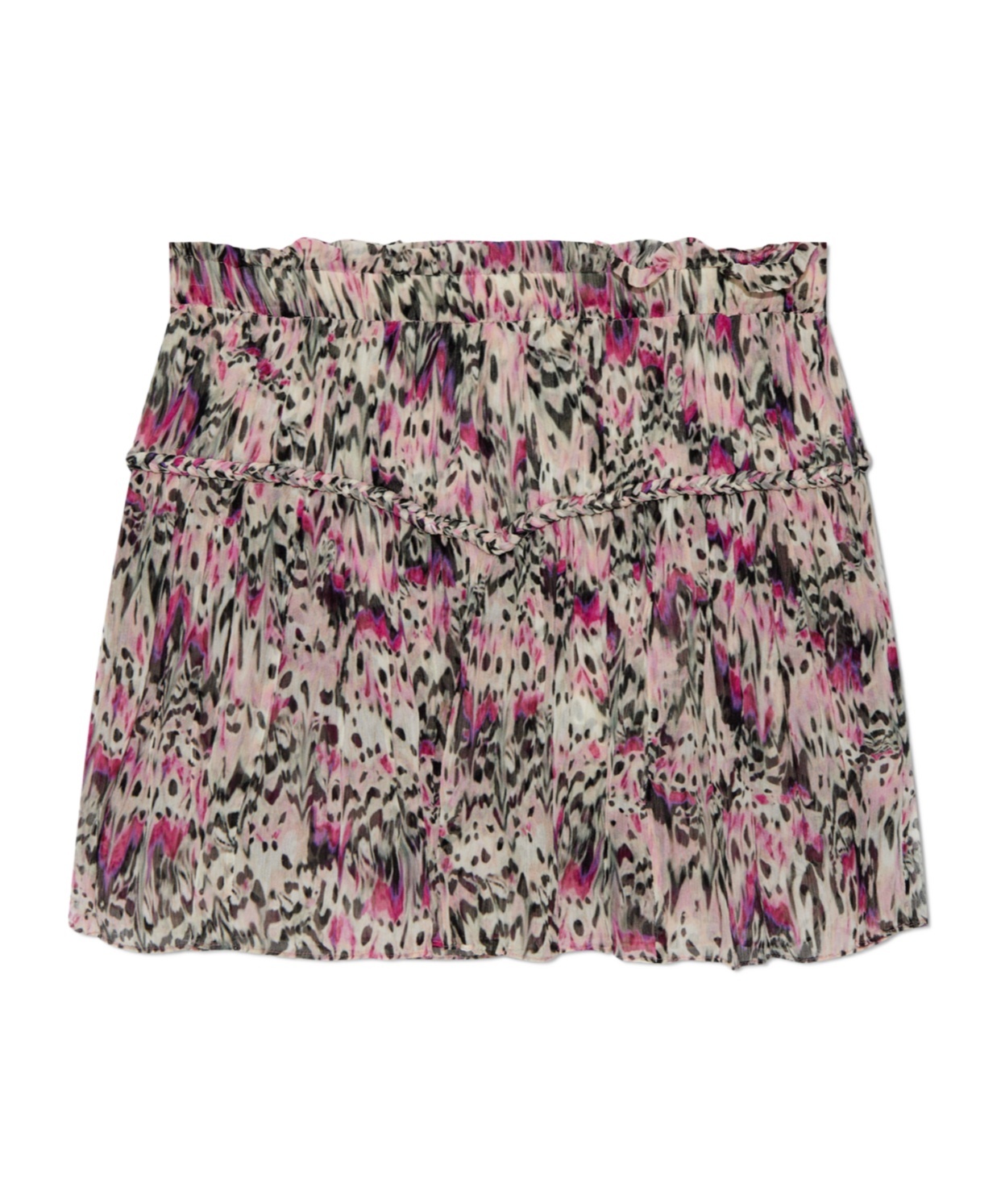 Isabel Marant Tiered Silk Skirt With Abstract Pattern In Gray