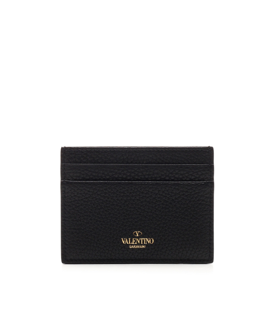 Valentino Garavani Women Rockstud Leather Card Case In Black