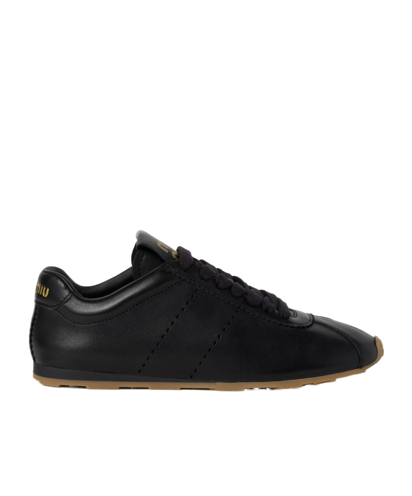 Miu Miu Feather Nappa Leather Sneakers In Black