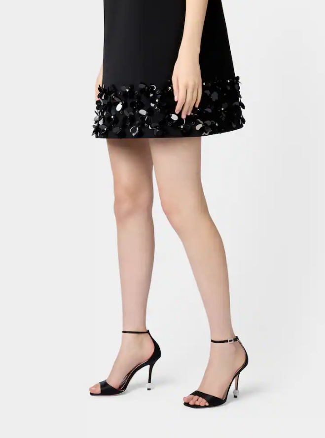 Roger Vivier I Love Vivier Strass-detail Satin Sandals In Black