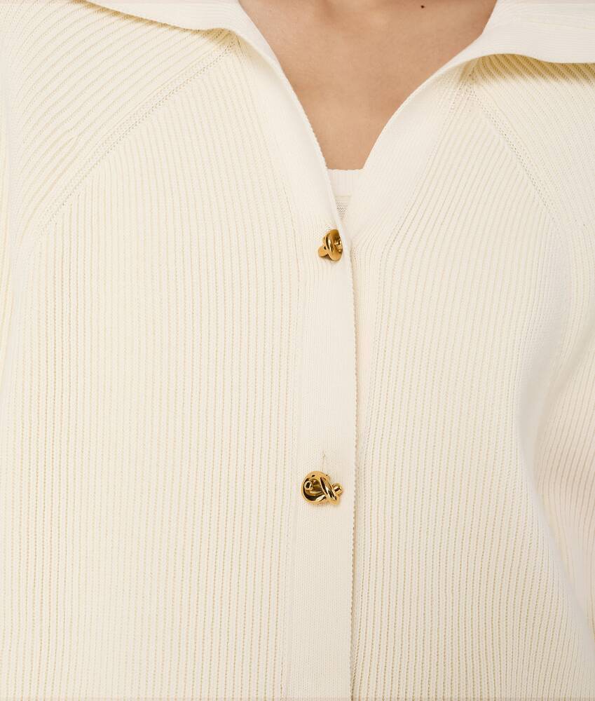 Bottega Veneta Women Cream Stretch Cotton Blend Cardigan In Nude