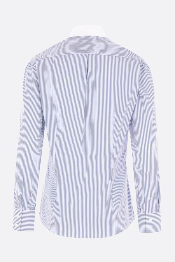 Brunello Cucinelli Striped Cotton Poplin Shirt In Blue