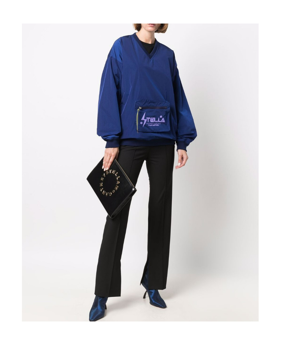 Shop Stella Mccartney V-neck Pouch Pocket Sweatshirt In Blue
