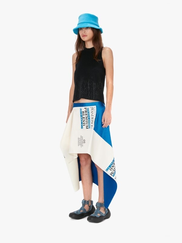 Jw Anderson Graphic-print Asymmetric Skirt In White