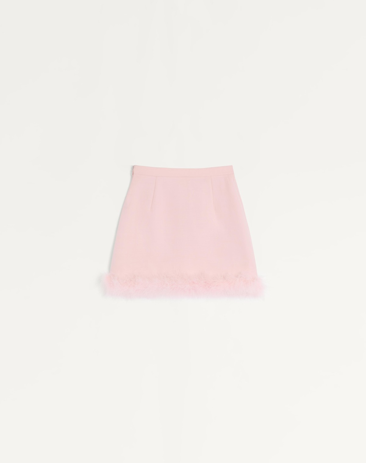 Valentino Short Crepe Couture Skirt With Feathers Woman Rose 42 In Pink